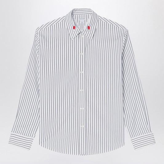 Bottega Veneta Men White Shirt With Black Stripes In Cotton
