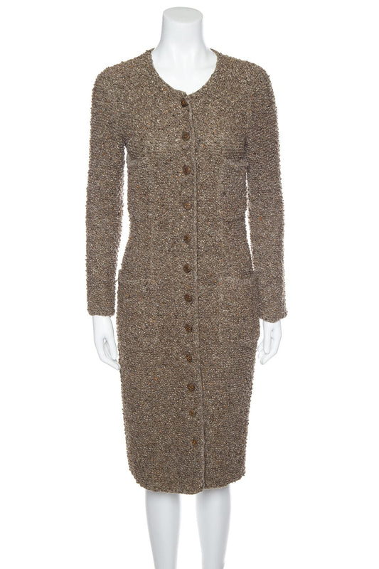 Chanel Vintage 1993 Autumn Moss Long Line Sweater Jacket SZ 38