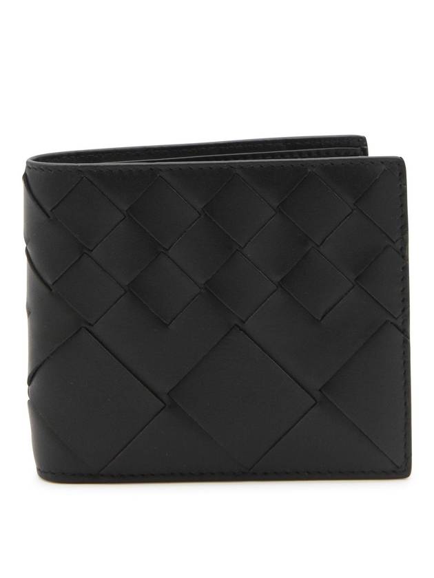 Bottega Veneta Intrecciato Leather Bi Fold Half Wallet Black