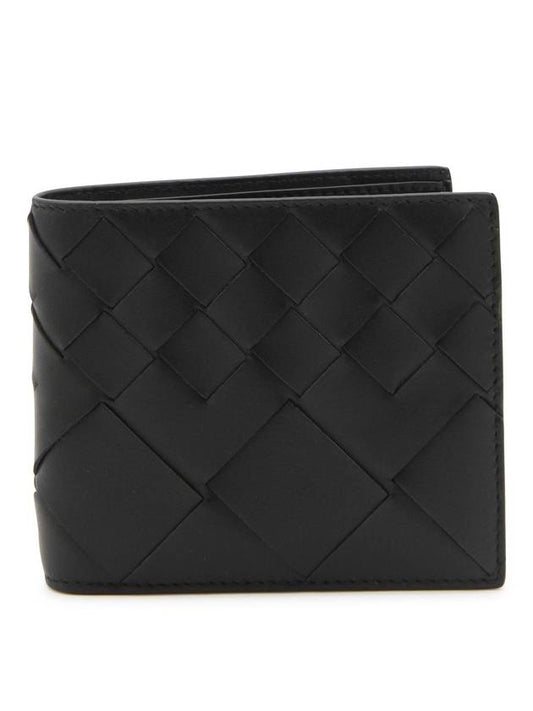 Bottega Veneta Intrecciato Leather Bi Fold Half Wallet Black