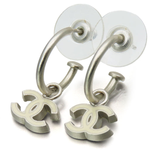 Chanel Coco Mark Metal White Earrings