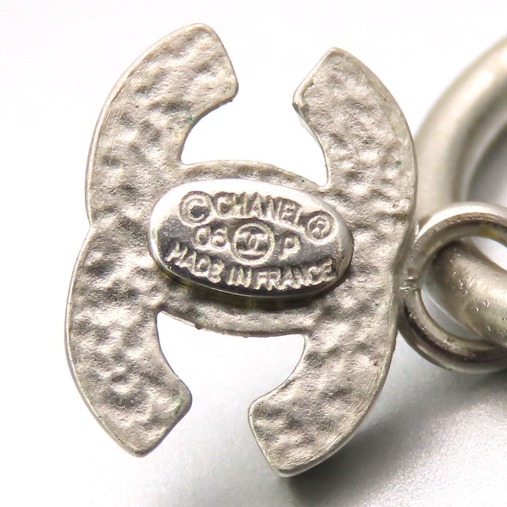 Chanel Coco Mark Metal White Earrings