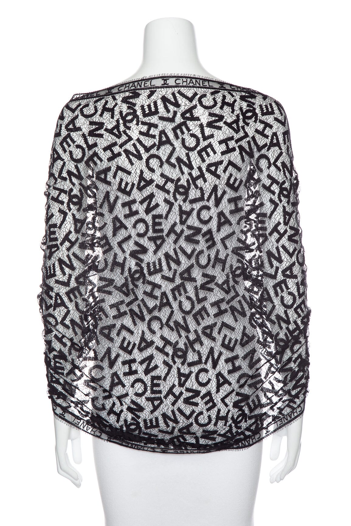 Chanel Vintage 1998 Autumn Black Lace Embroidery Shawl