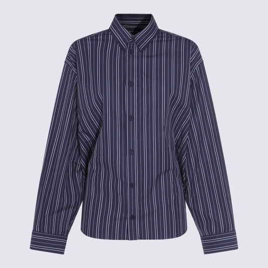 BALENCIAGA Striped Cotton Shirt with Asymmetrical Design for Women