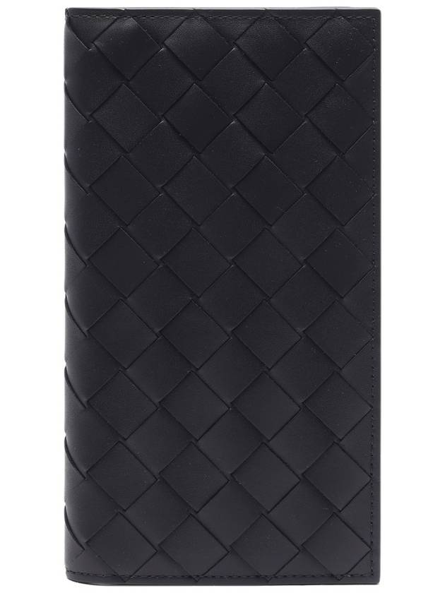 Bottega Veneta Intrecciato Leather Slim Long Wallet Black