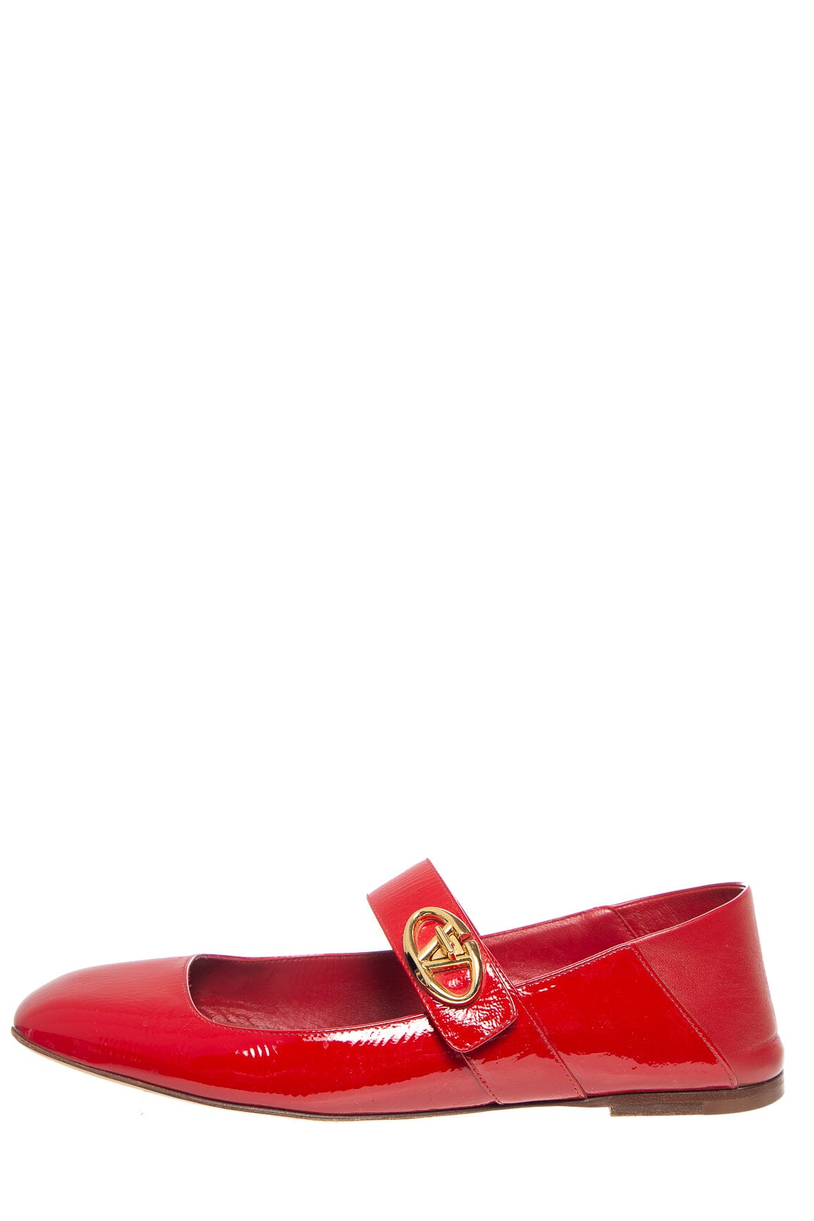 Valentino Red Patent Leather "V'" Logo Flats SZ 39