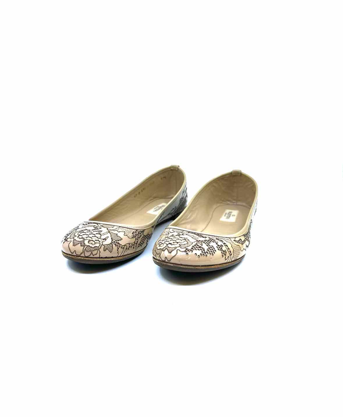 VALENTINO Size 7.5 Nude Patent Leather Flats