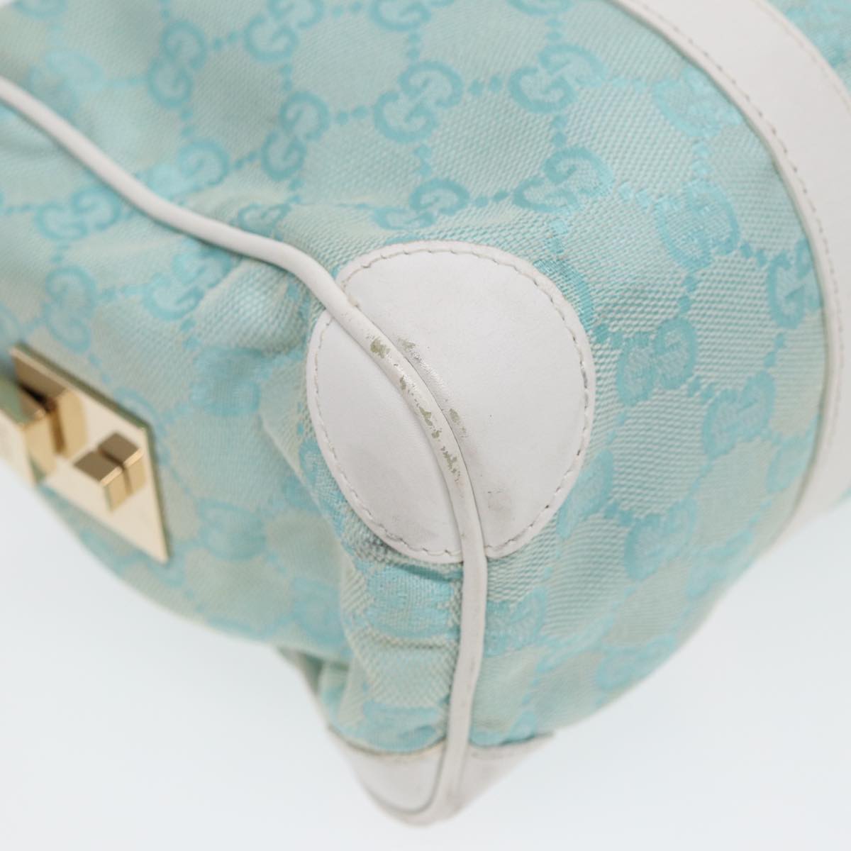 GUCCI GG Canvas Hand Bag Peppermint Gold 000 0851  85472