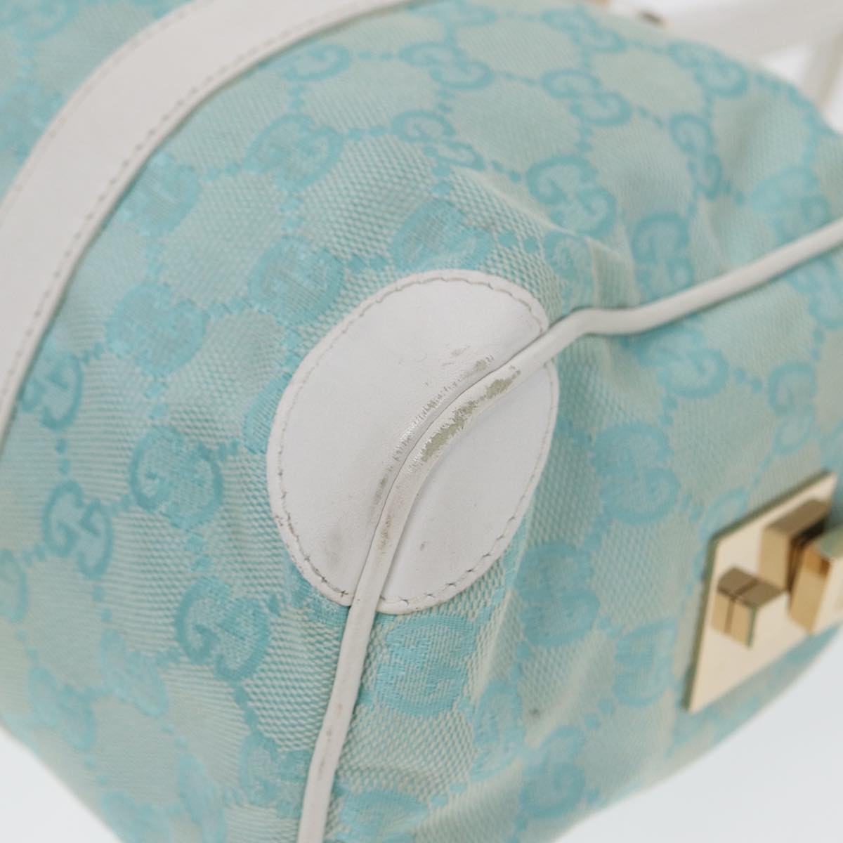 GUCCI GG Canvas Hand Bag Peppermint Gold 000 0851  85472