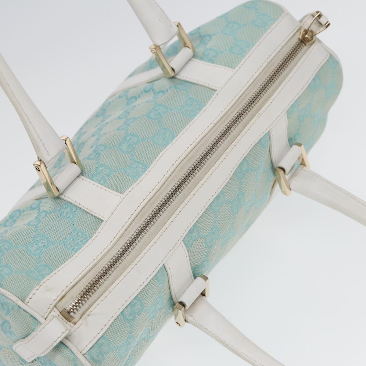 GUCCI GG Canvas Hand Bag Peppermint Gold 000 0851  85472