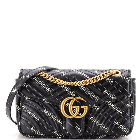 x Balenciaga The Hacker Project GG Marmont Flap Bag Printed Matelasse Leather Small