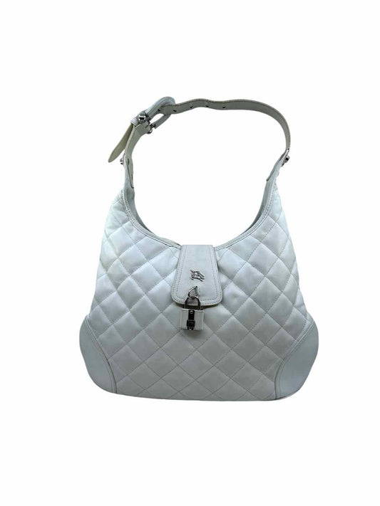 BURBERRY White Leather Quilted Handbag