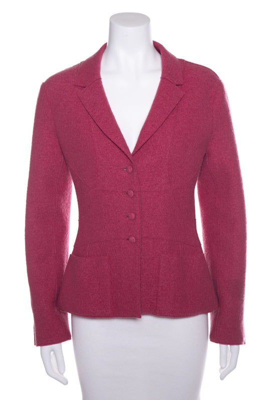 Chanel Vintage 1999 Pink Wool Button Up Jacket SZ 36