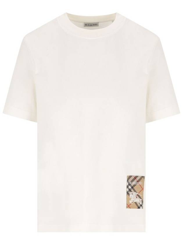 Burberry Check Label Short Sleeve T-Shirt Chalk