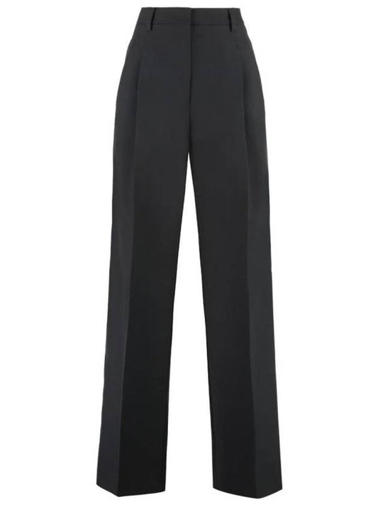 Burberry High Waist Wool Wide Pants Black