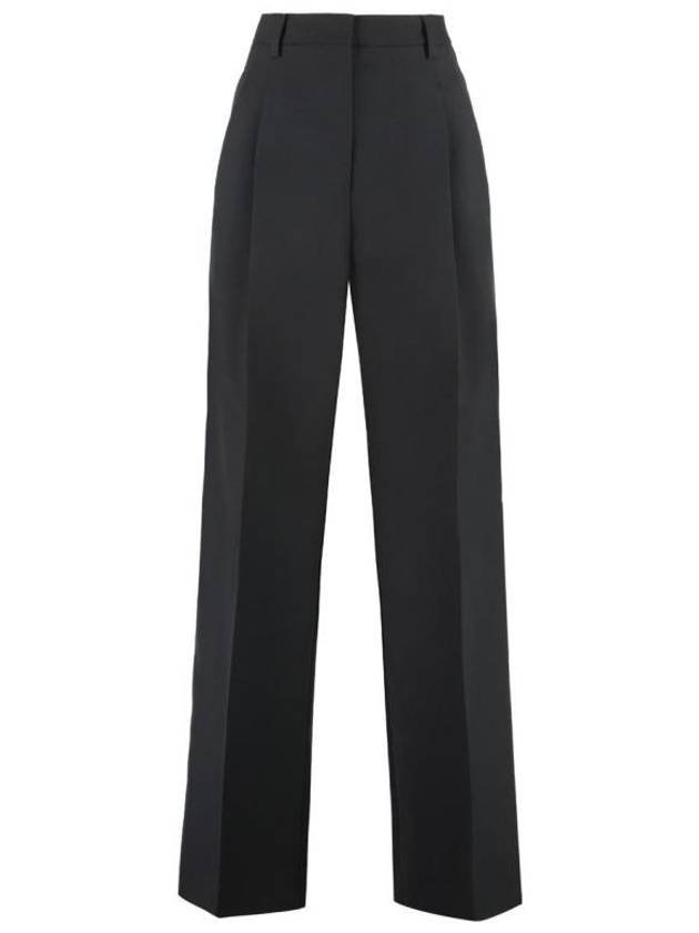 Burberry High Waist Wool Wide Pants Black