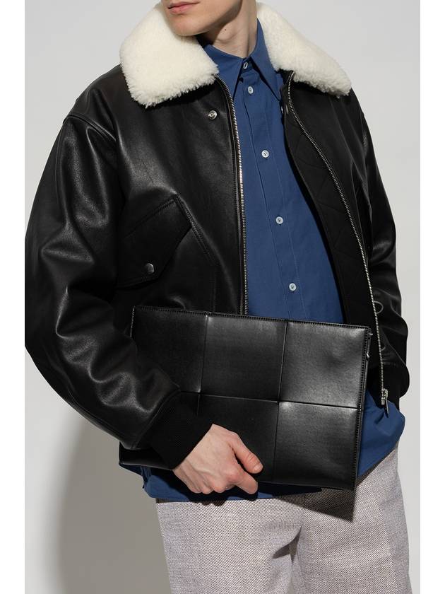 Bottega Veneta Maxi Intrecciato Leather Clutch Bag Black