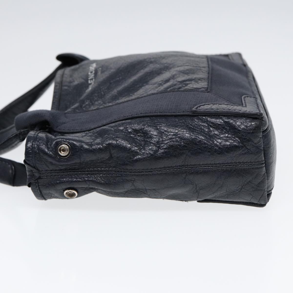 BALENCIAGA Navy Cabas XS Hand Bag Leather 2way Navy Silver 390346 Auth 88514