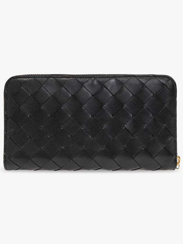 Bottega Veneta Intrecciato Zipper Around Long Wallet Black