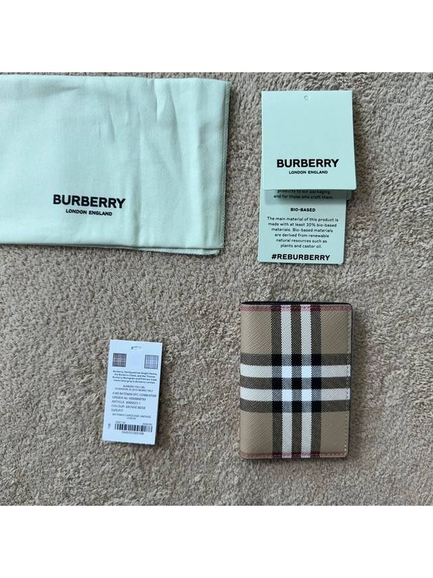 Burberry Vintage Check Pattern Non-Fold Leather Card Wallet Archive Beige