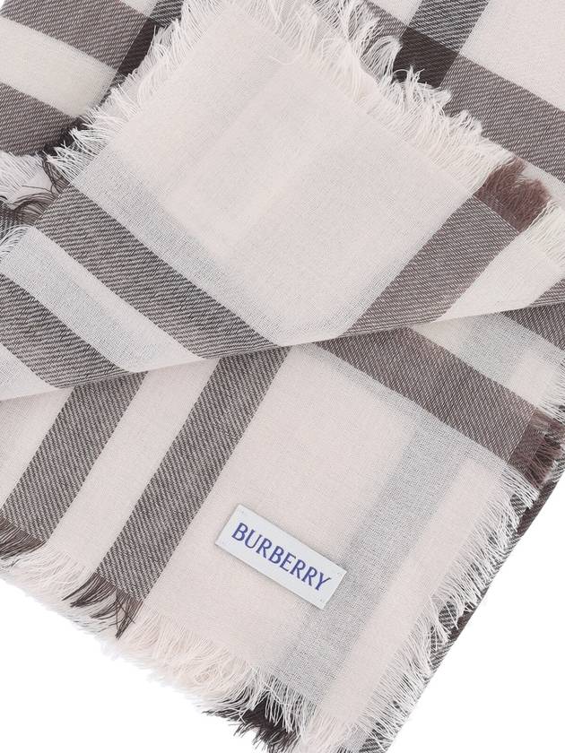 Burberry Check Lightweight Wool Scarf Alabaster