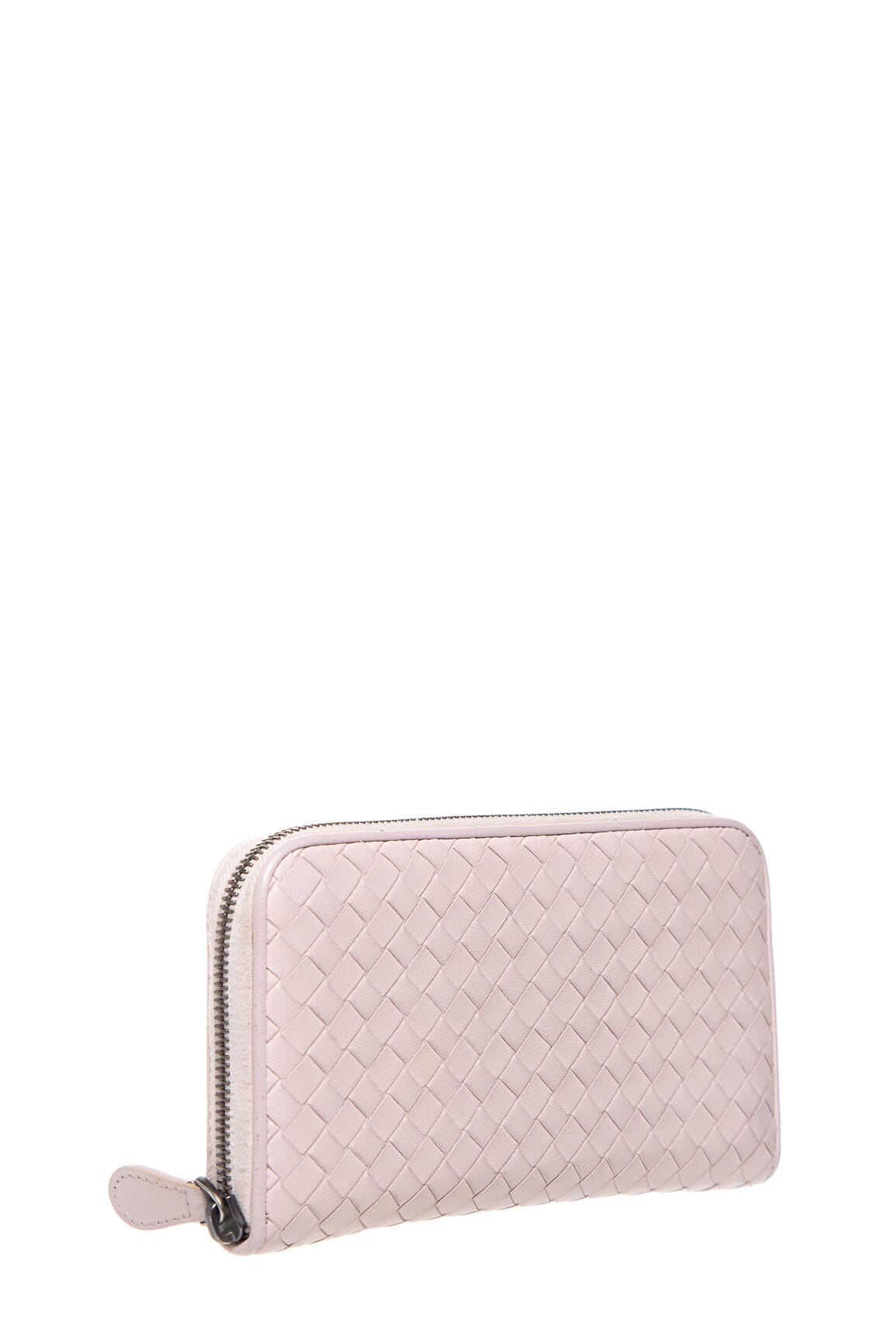 Bottega Veneta Pink Leather Intrecciato Zip Wallet