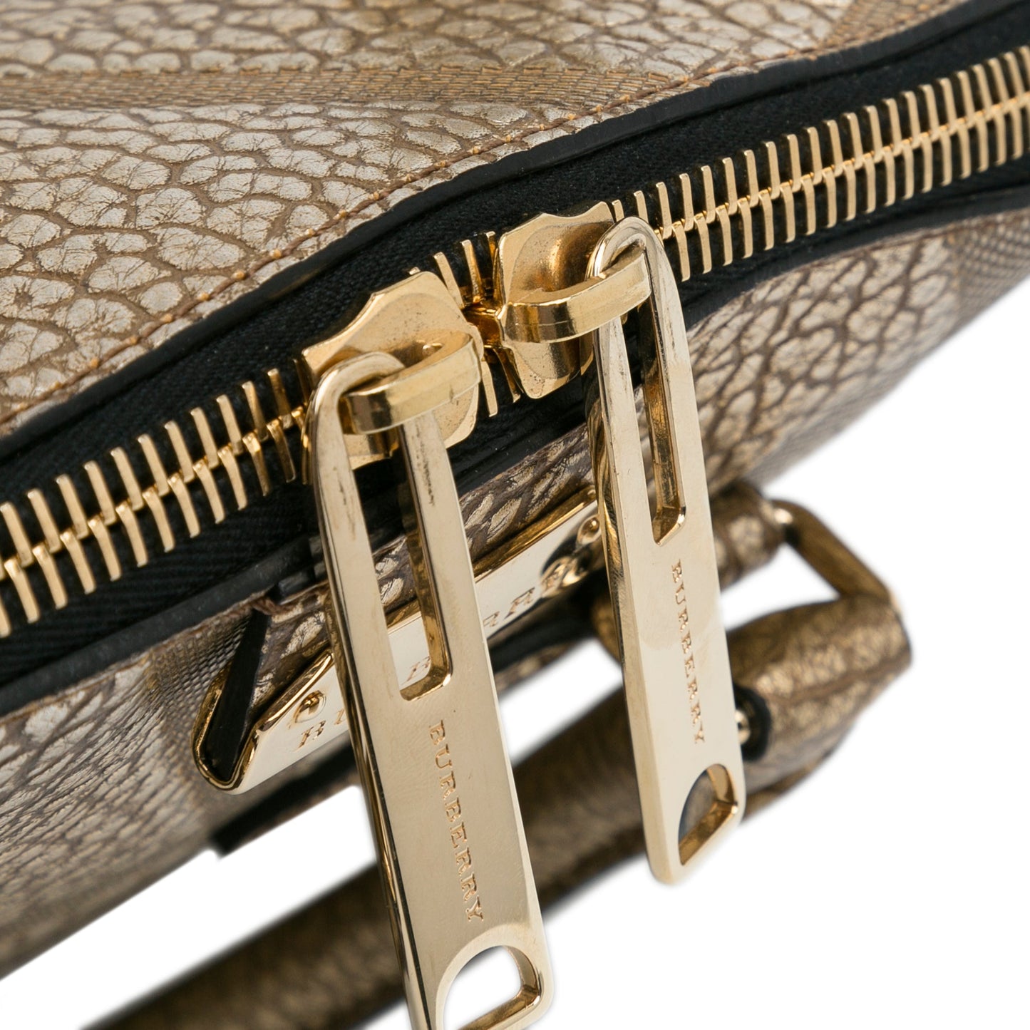 Brown Burberry Embossed Leather Orchard Handle Bag