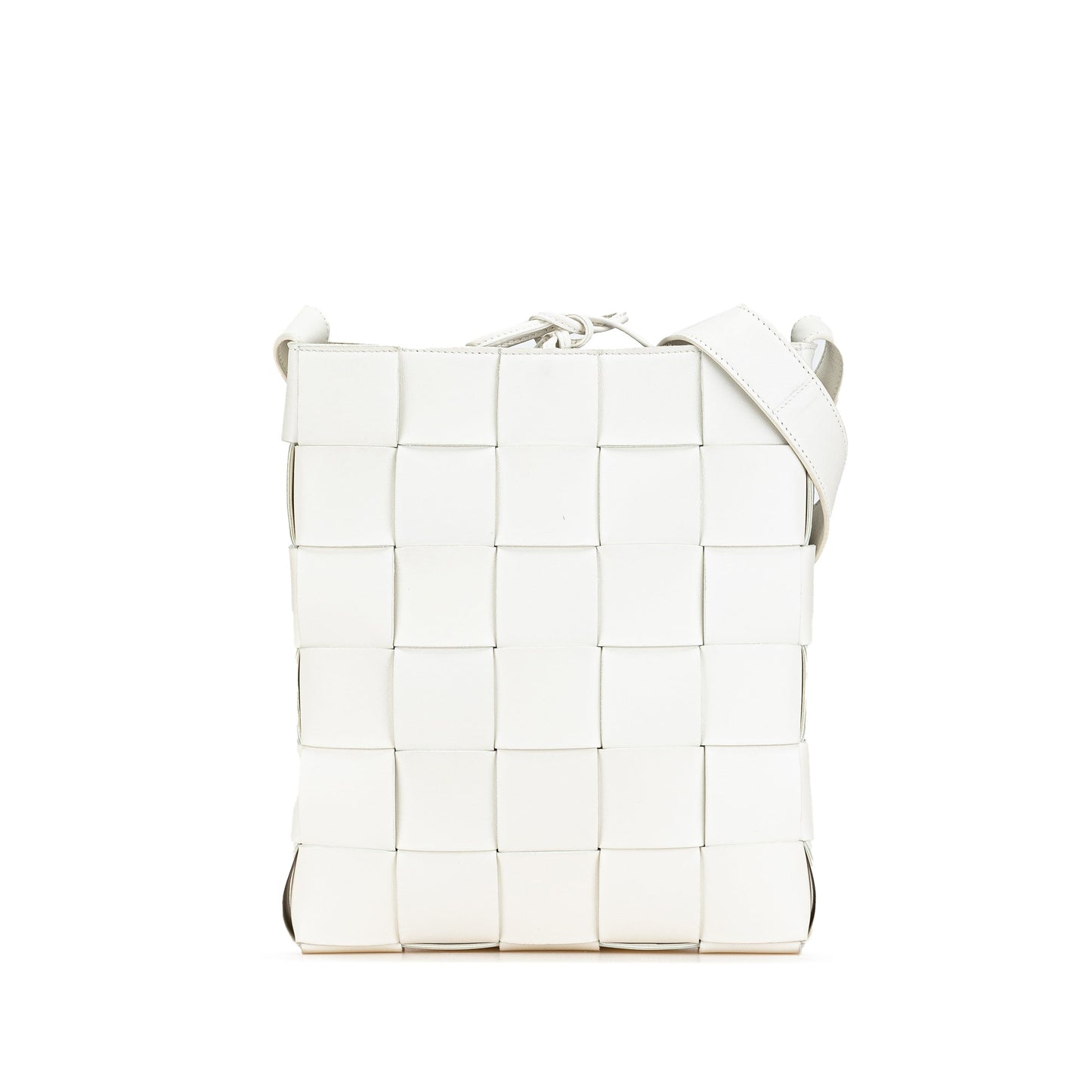 White Bottega Veneta Nappa Intrecciato Cassette Messenger Crossbody Bag