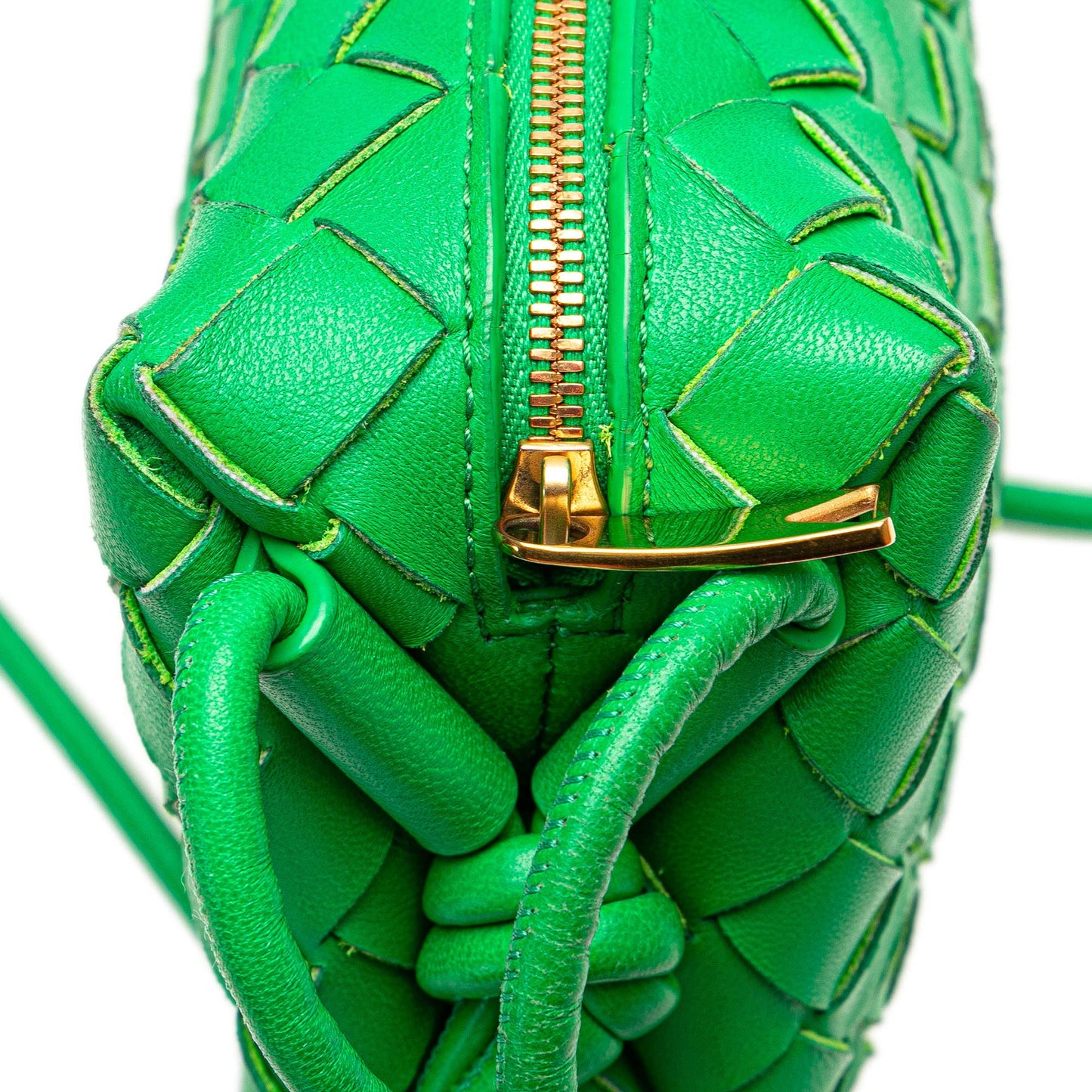 Green Bottega Veneta Mini Nappa Intrecciato Loop Camera Bag