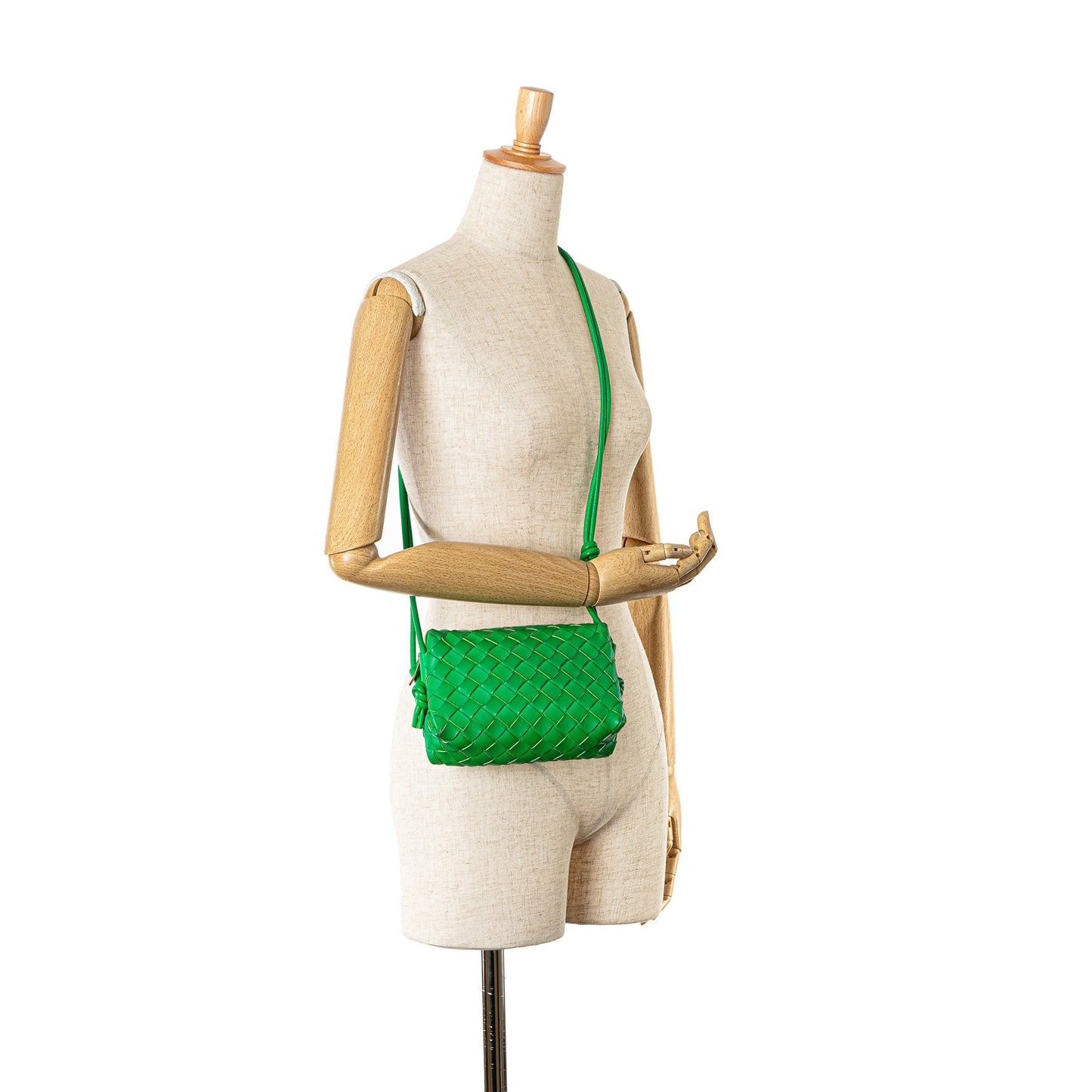 Green Bottega Veneta Mini Nappa Intrecciato Loop Camera Bag