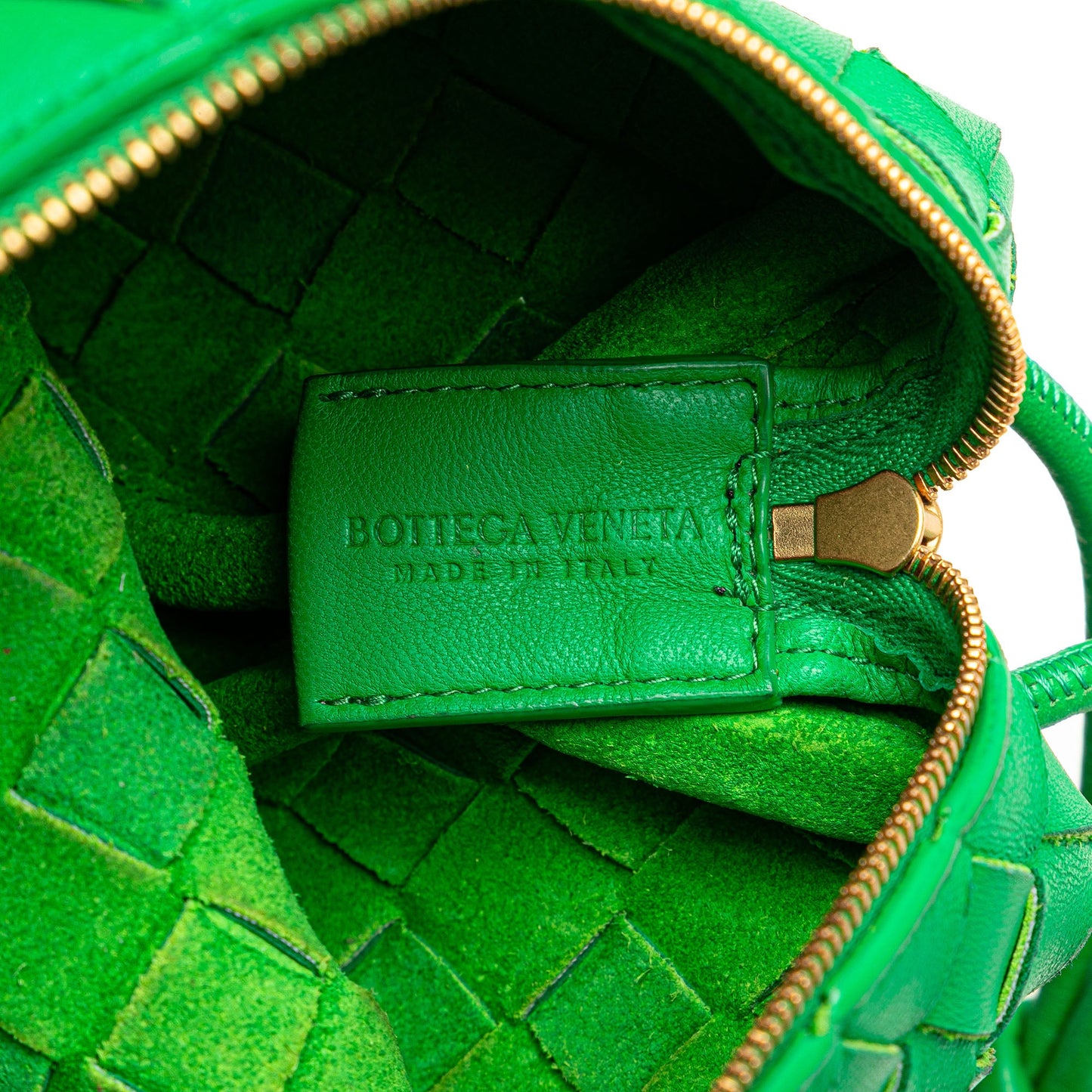 Green Bottega Veneta Mini Nappa Intrecciato Loop Camera Bag
