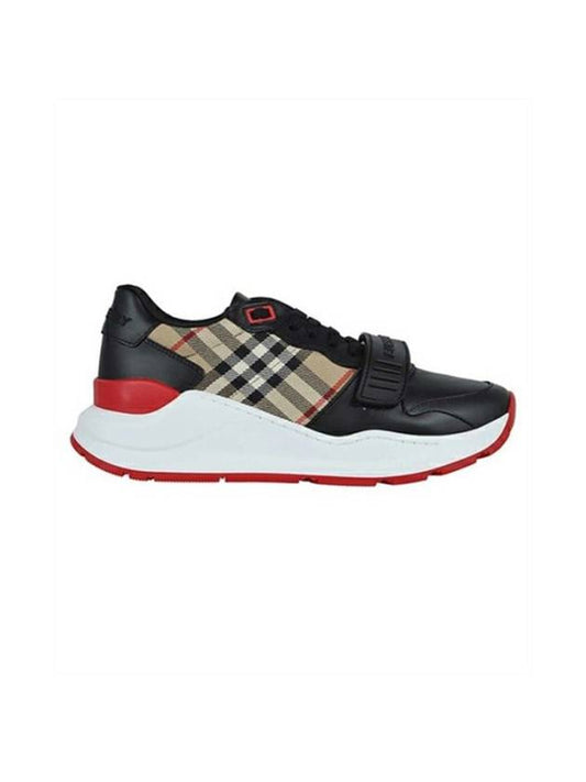 Burberry Vintage Check Leather Low Top Sneakers Black
