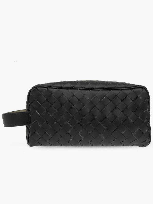 Bottega Veneta Intrecciato Travel Pouch Dark Green Travertine