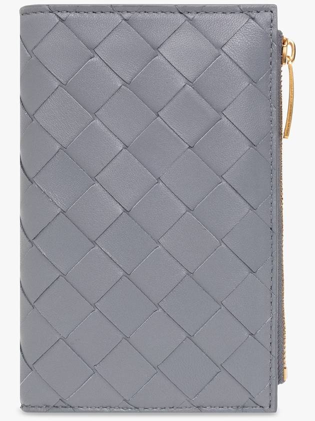 Bottega Veneta Women's Intrecciato Leather Medium Wallet Gray
