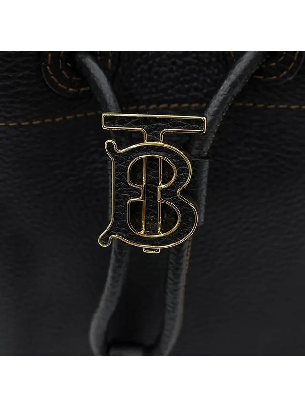 Burberry Mini Grainy Leather TB Bucket Bag Black