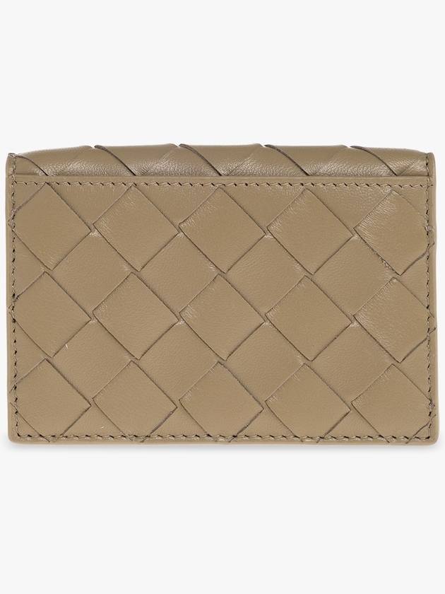 Bottega Veneta Intrecciato Flap Business Card Wallet Taupe