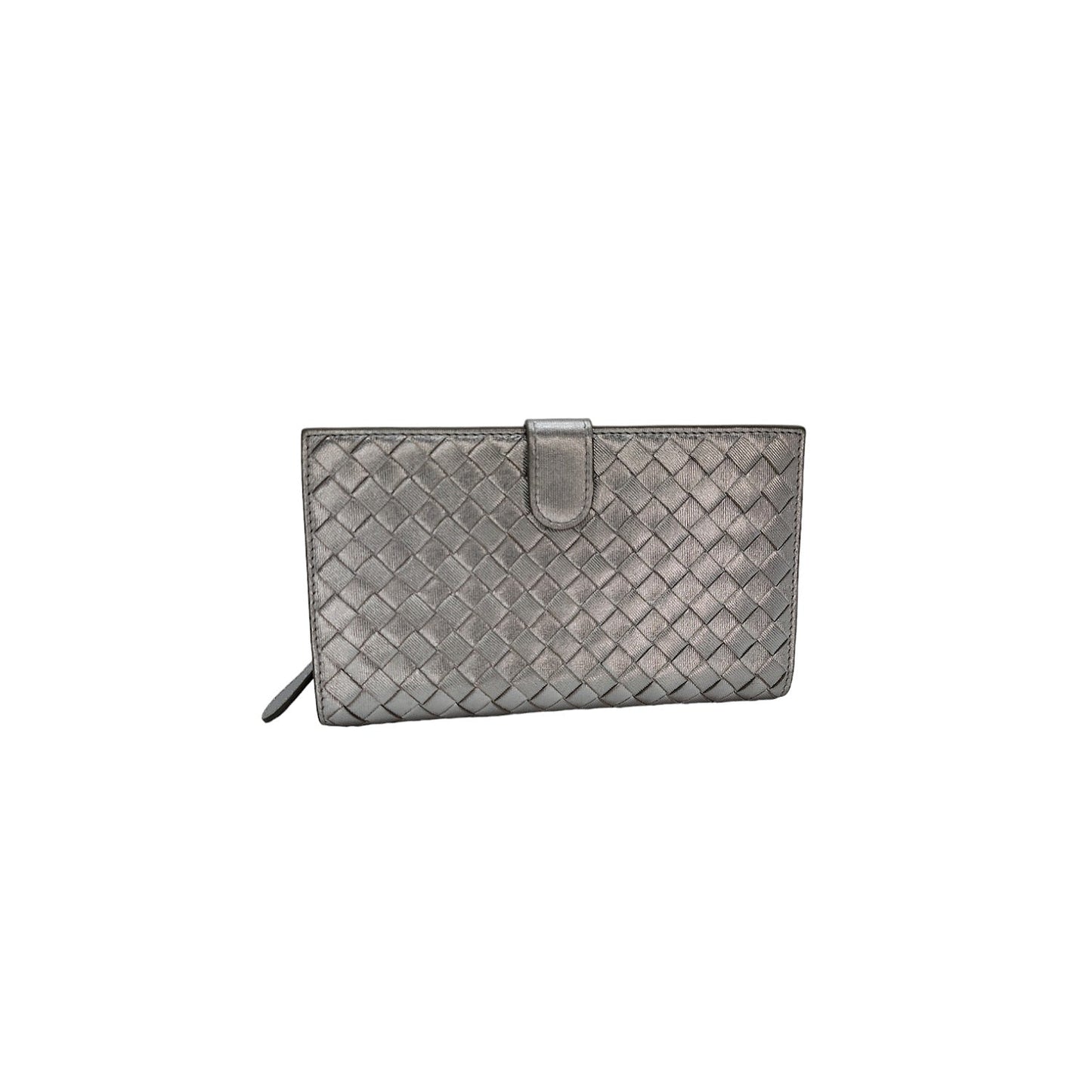 Bottega Veneta Intrecciato Continental Wallet Metallic Silver