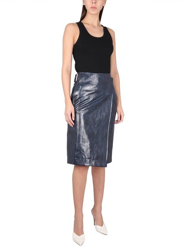 Bottega Veneta 23 ss Leather Midi Skirt 743739V2QS04217 B0040300445