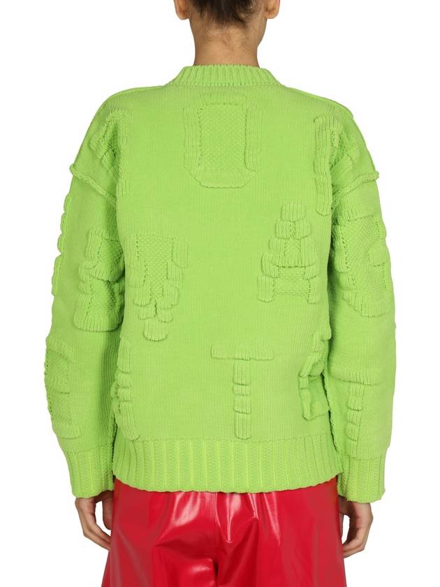 Bottega Veneta Chenille Alphabet Emboss Logo Knit Top Green