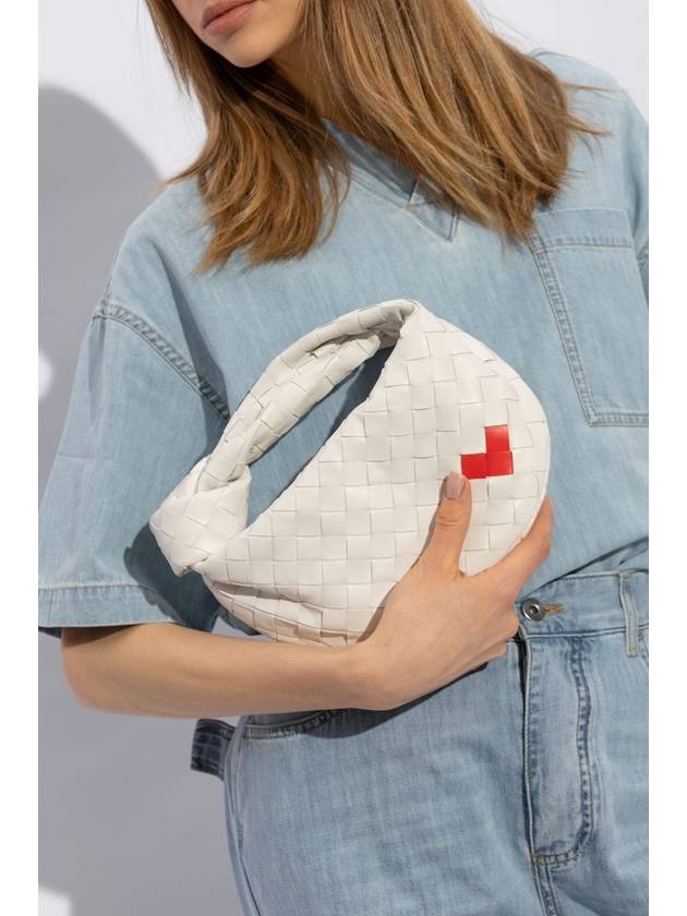 Bottega Veneta Intrecciato Heart Detail Leather Tote Bag White