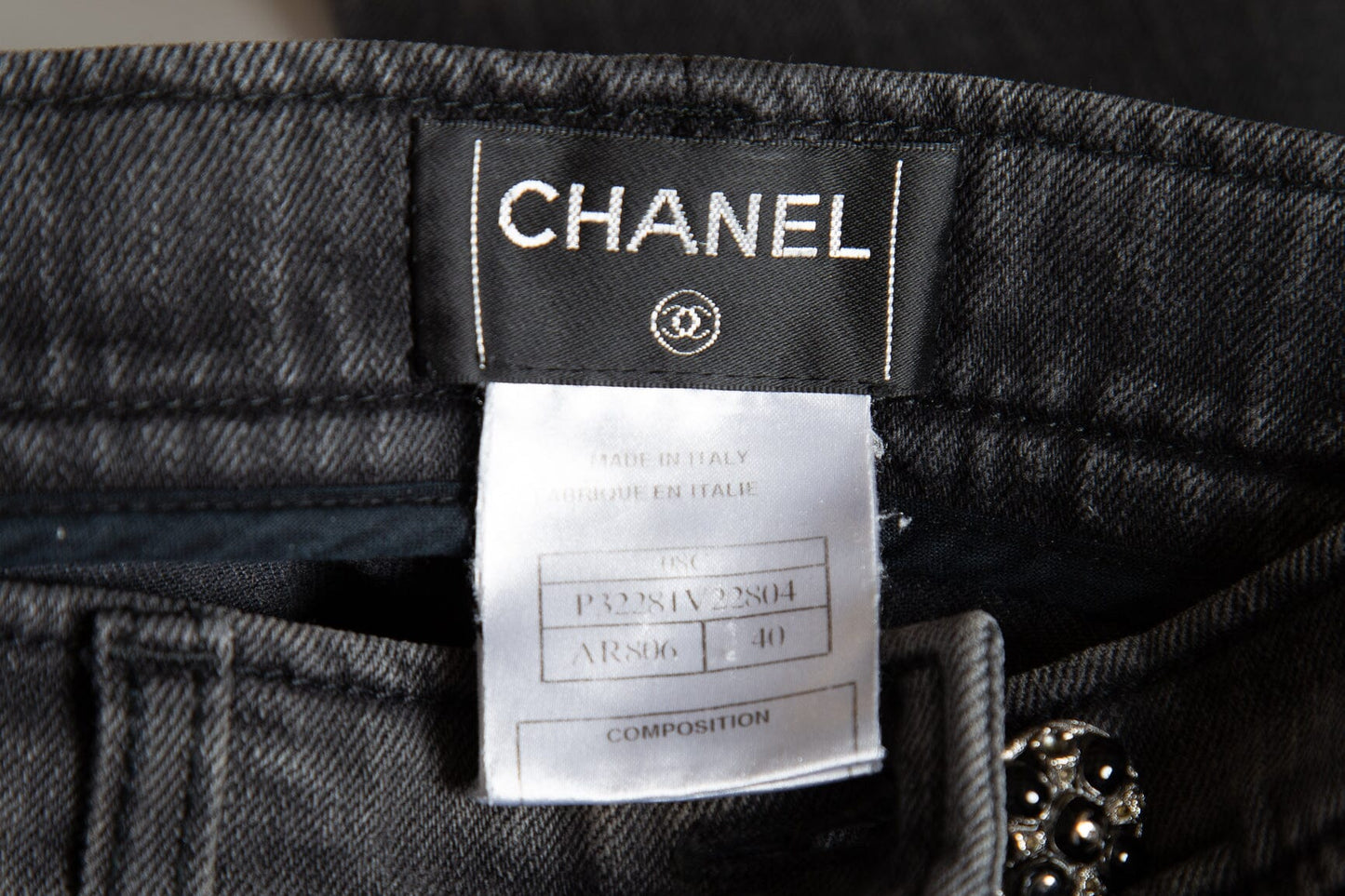 Chanel Grey Straight Leg Jeans SZ 40