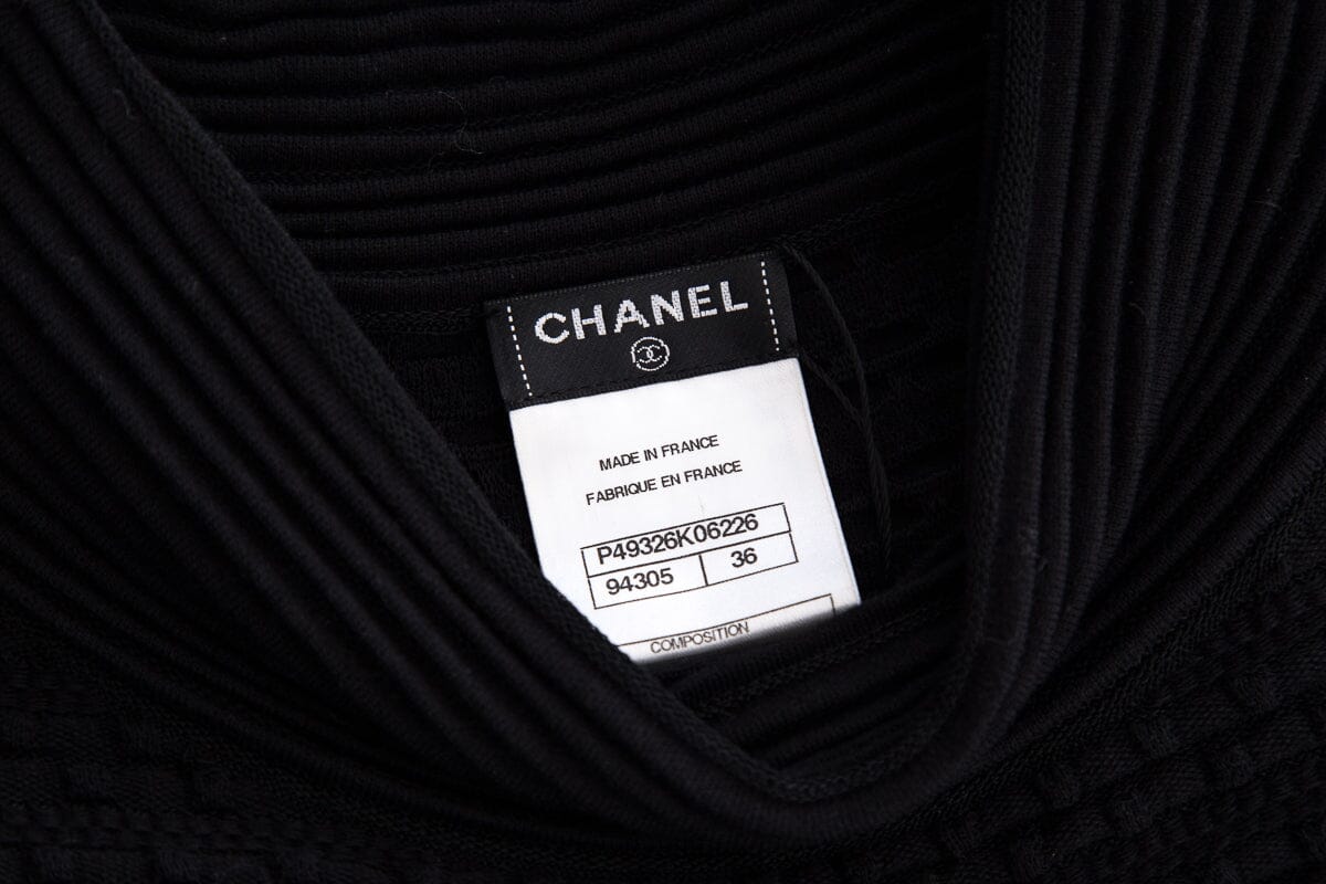 Chanel Black  Short Sleeve Turtleneck Dress SZ 36