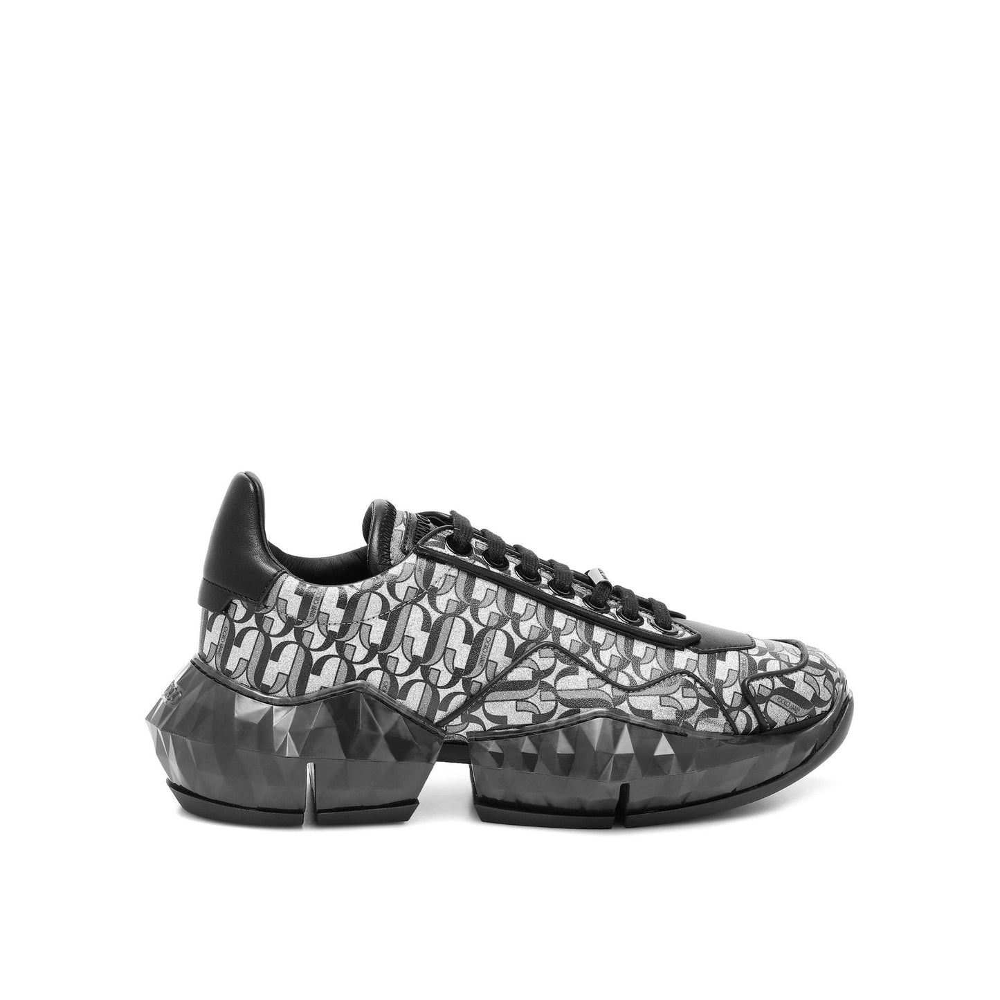 Jimmy Choo Diamond Jc Monogram Glitter Leather Sneakers Women