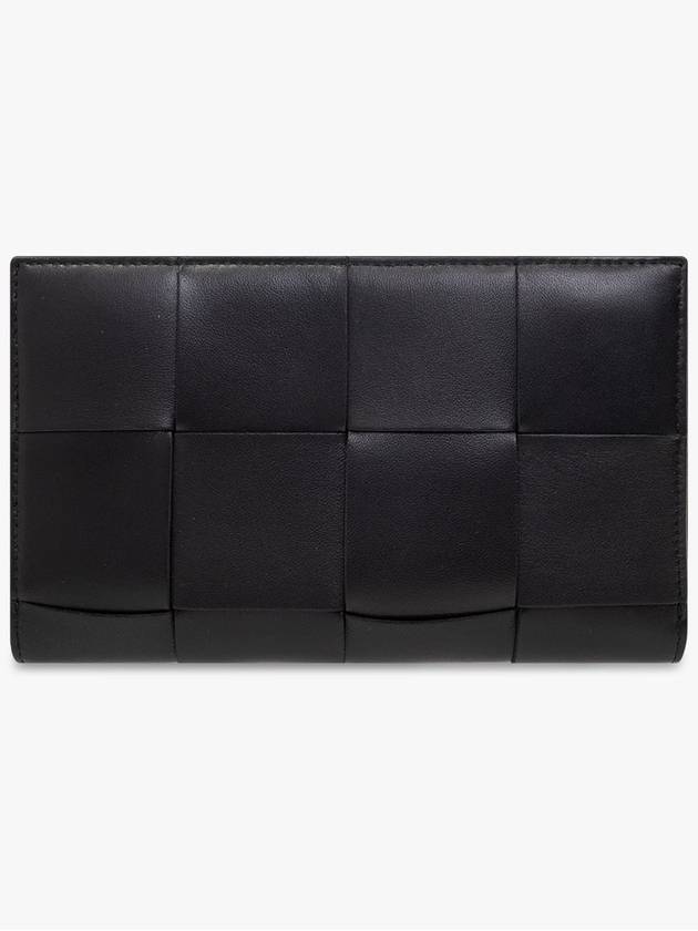 Bottega Veneta Intrecciato Zipper Around Long Wallet Black