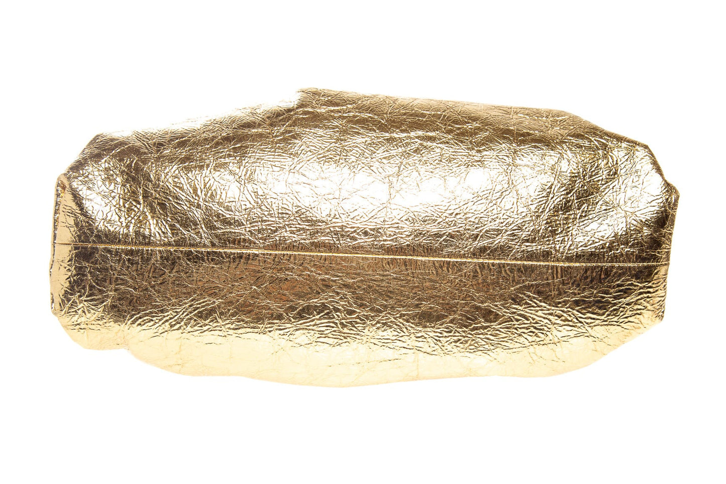 Bottega Veneta Metallic Gold Crinkled "The Pouch" Oversized Clutch