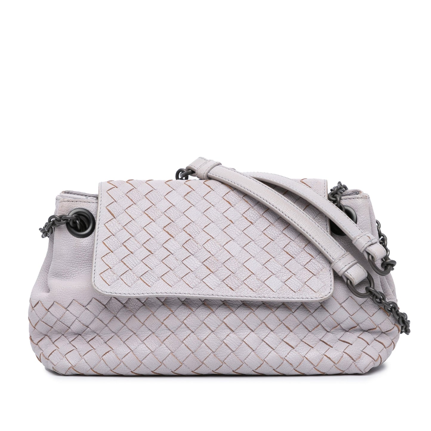 Purple Bottega Veneta Small Madras Goatskin Intrecciato Shoulder Bag