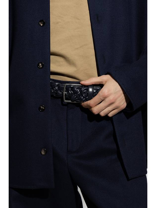 Bottega Veneta Bottega Veneta Woven Leather Belt, Men's, Navy Blue