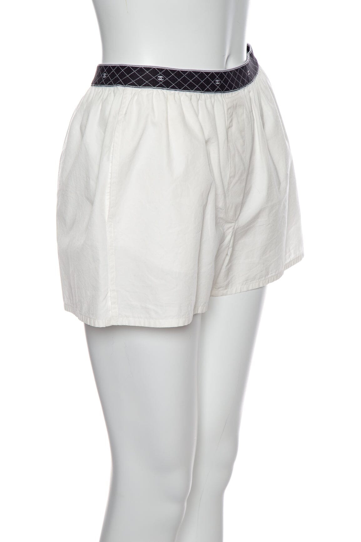 Chanel White Logo Waist Band Cotton Mini Short SZ 36 NWT