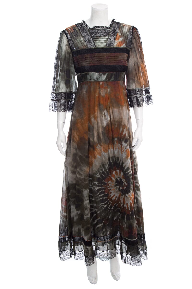 Valentino Multicolor Tie-Dye Lace Detail Dress SZ M