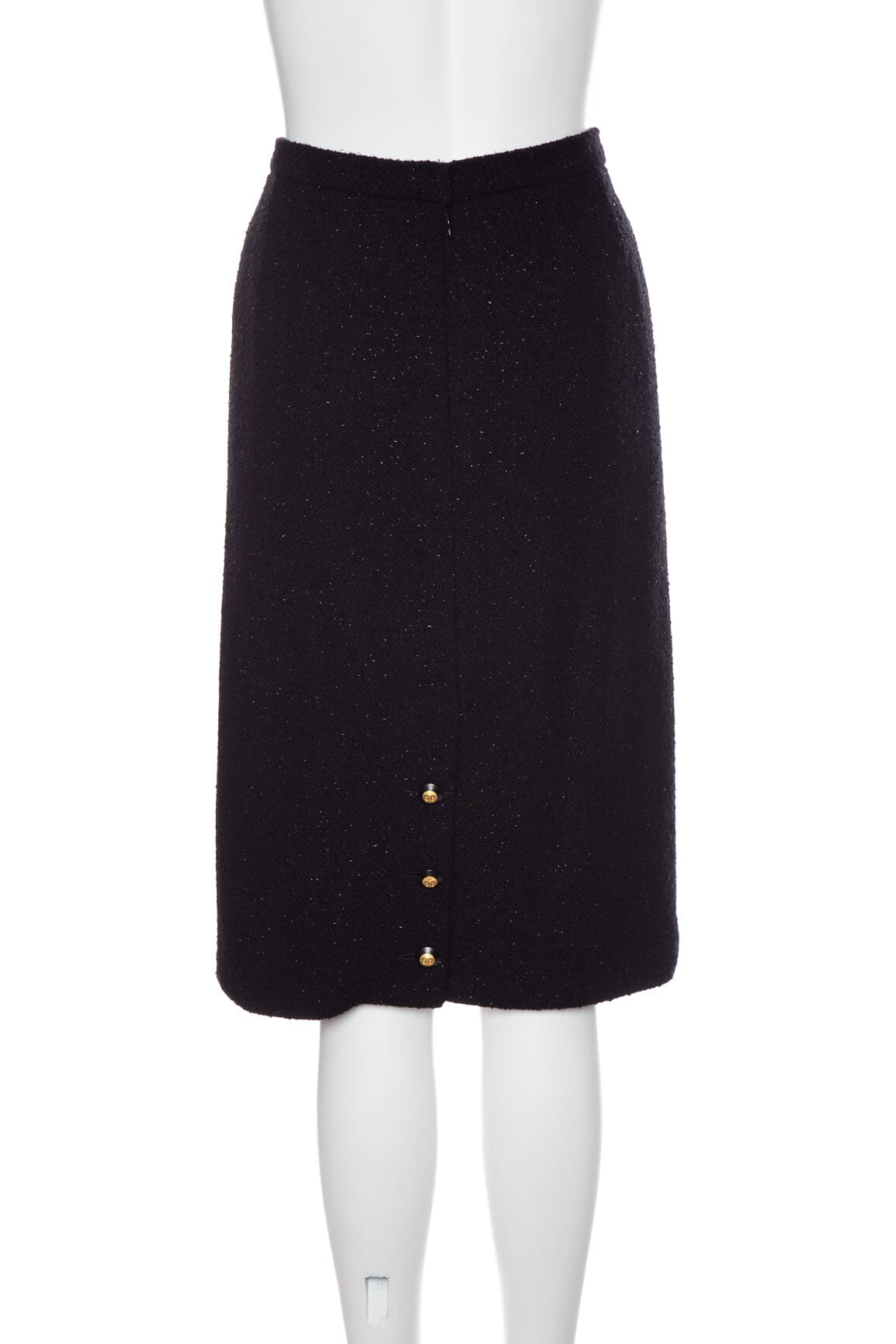 Chanel Vintage 1993 Autumn Black Glitter Detail Skirt SZ 46